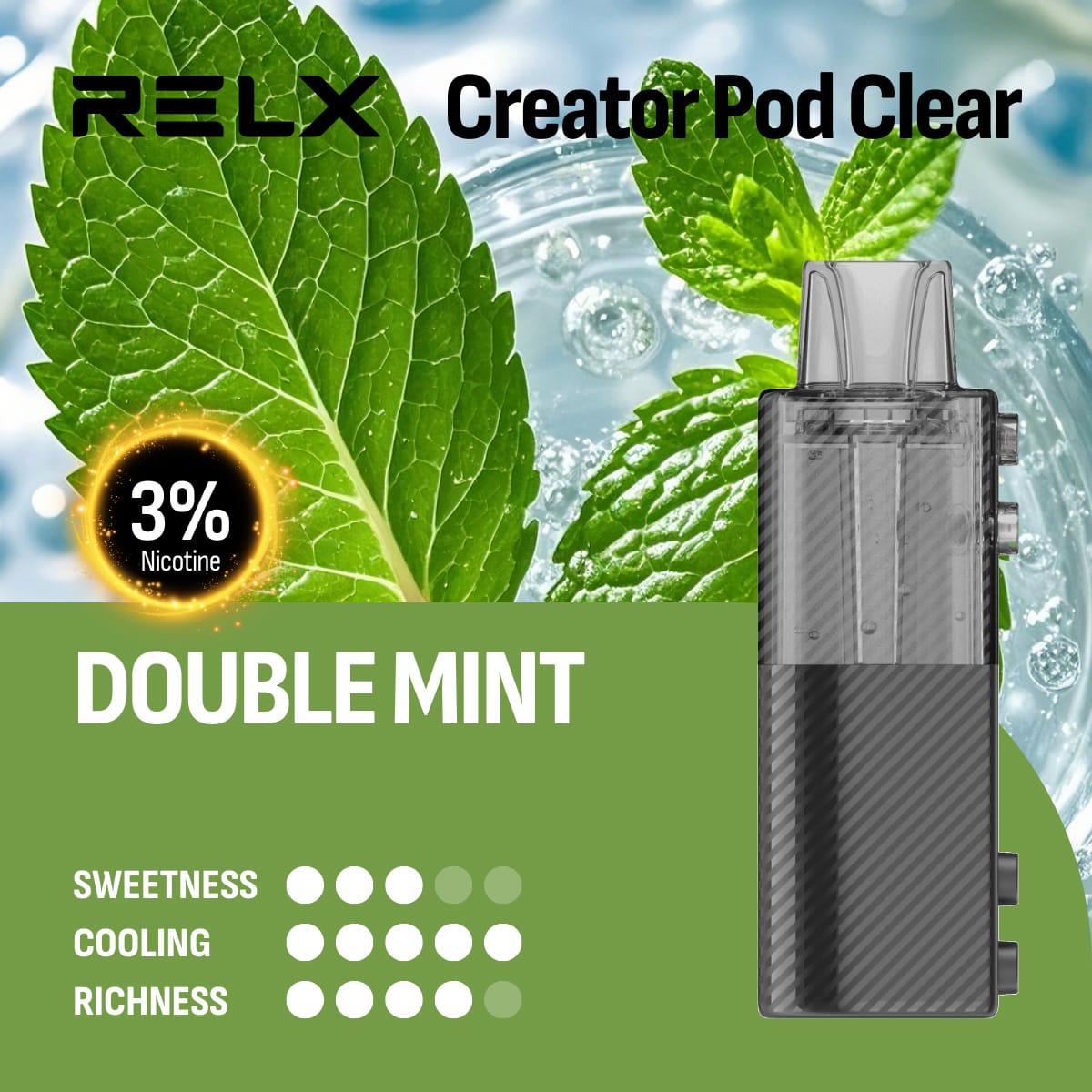 RELX Creator Pod Clear Doublemint 3% 1 RELX Creator Pod Clear Doublemint 3%