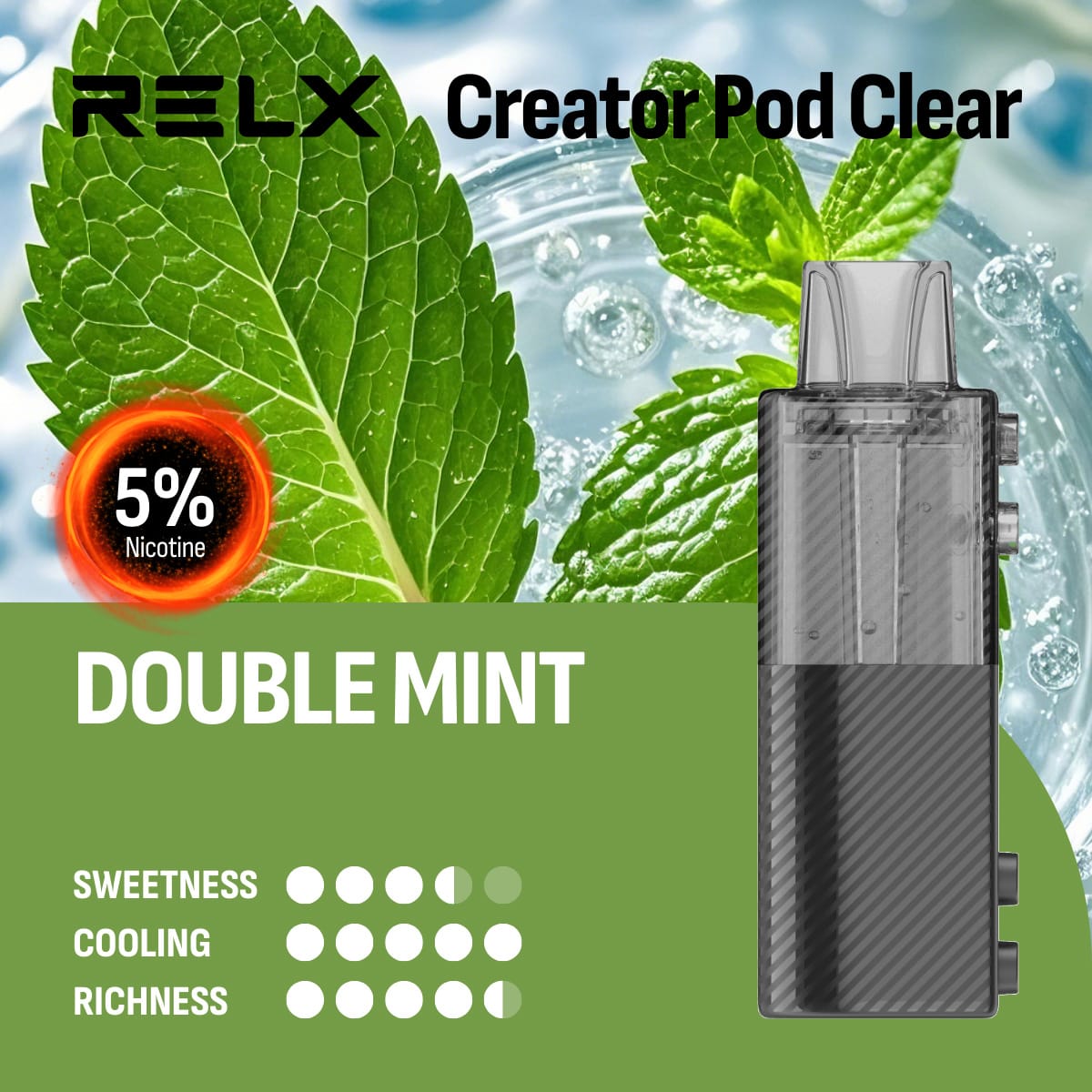 RELX Creator Pod Clear Doublemint 5% 1 RELX Creator Pod Clear Doublemint 5%