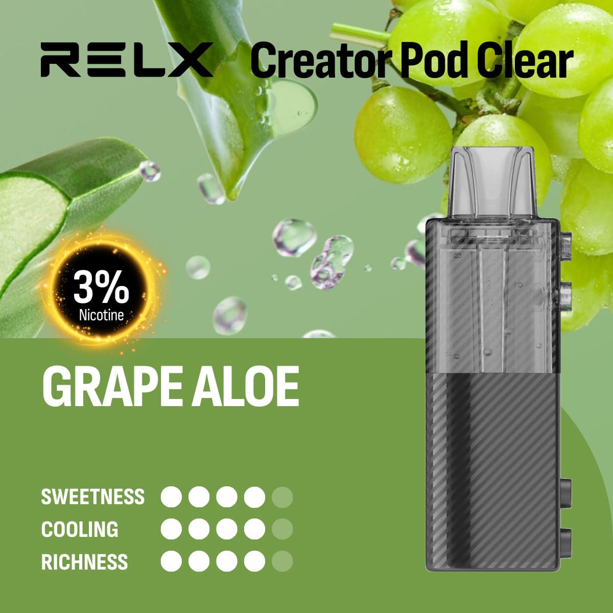 RELX Creator Pod Clear Grape Aloe 3% 1 RELX Creator Pod Clear Grape Aloe 3%