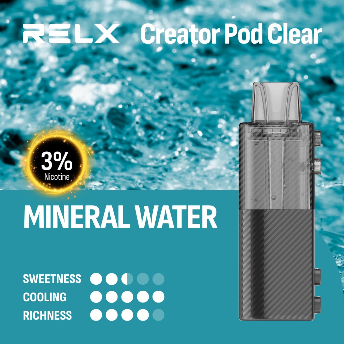RELX Creator Pod Clear Mineral Water 3% 1 RELX Creator Pod Clear Mineral Water 3%