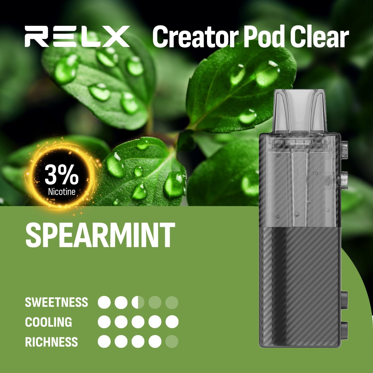 RELX Creator Pod Clear Spearmint 3% 1 RELX Creator Pod Clear Spearmint 3%