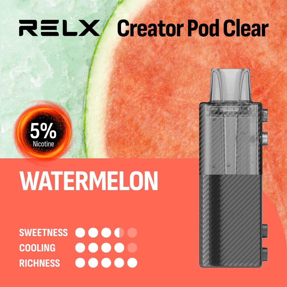 RELX Creator Pod Clear Watermelon 5% 1 RELX Creator Pod Clear Watermelon 5%