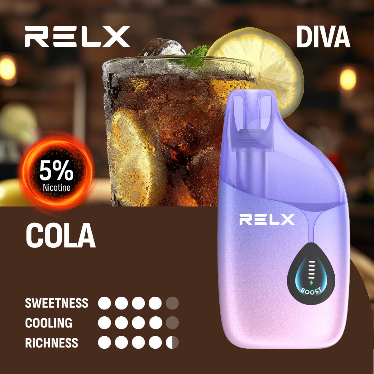 RELX Diva 30000 Puffs Cola 5% 1 RELX Diva 30000 Puffs Cola 5%