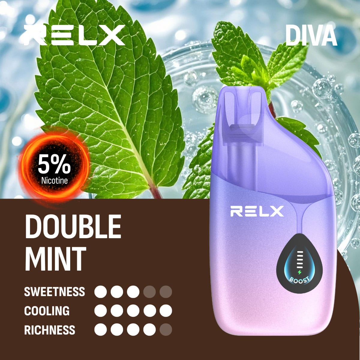 RELX Diva 30000 Puffs Double Mint 5% 1 RELX Diva 30000 Puffs Double Mint 5%