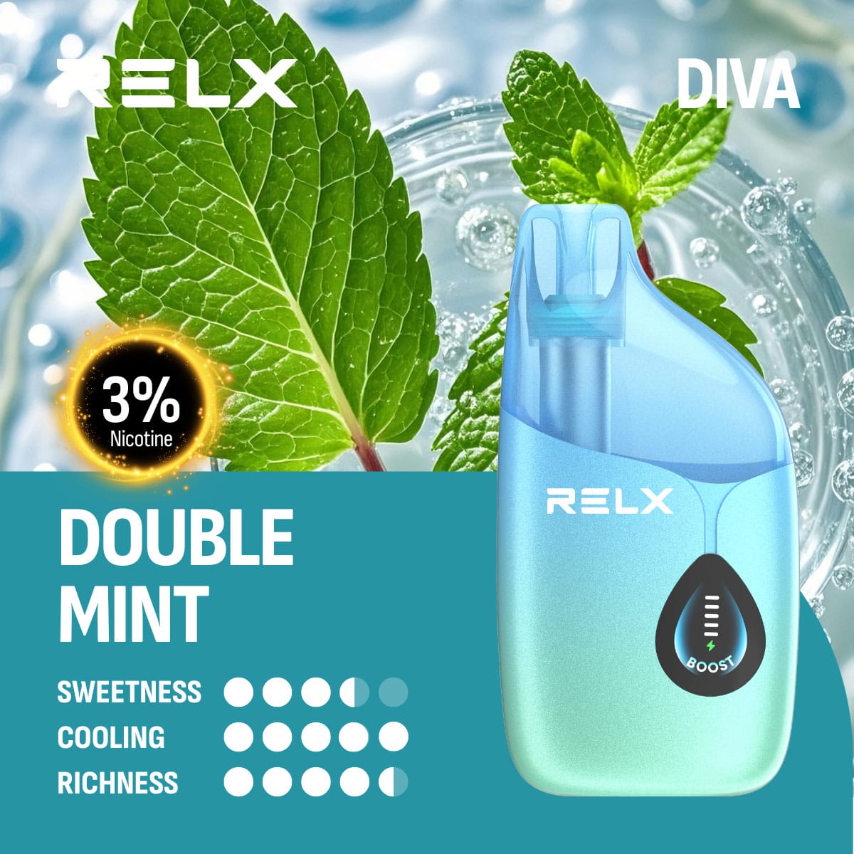 RELX Diva 30000 Puffs Double Mint 3% 1 RELX Diva 30000 Puffs Double Mint 3%