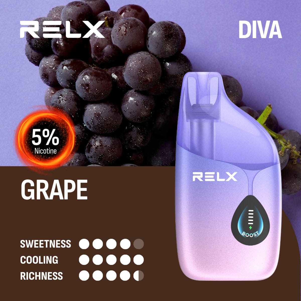 RELX Diva 30000 Puffs Grape 5% 1 RELX Diva 30000 Puffs Grape 5%