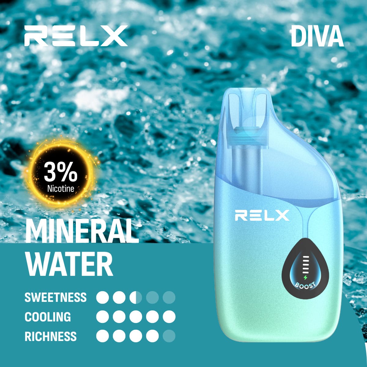 RELX Diva 30000 Puffs Mineral Water 3% 1 RELX Diva 30000 Puffs Mineral Water 3%