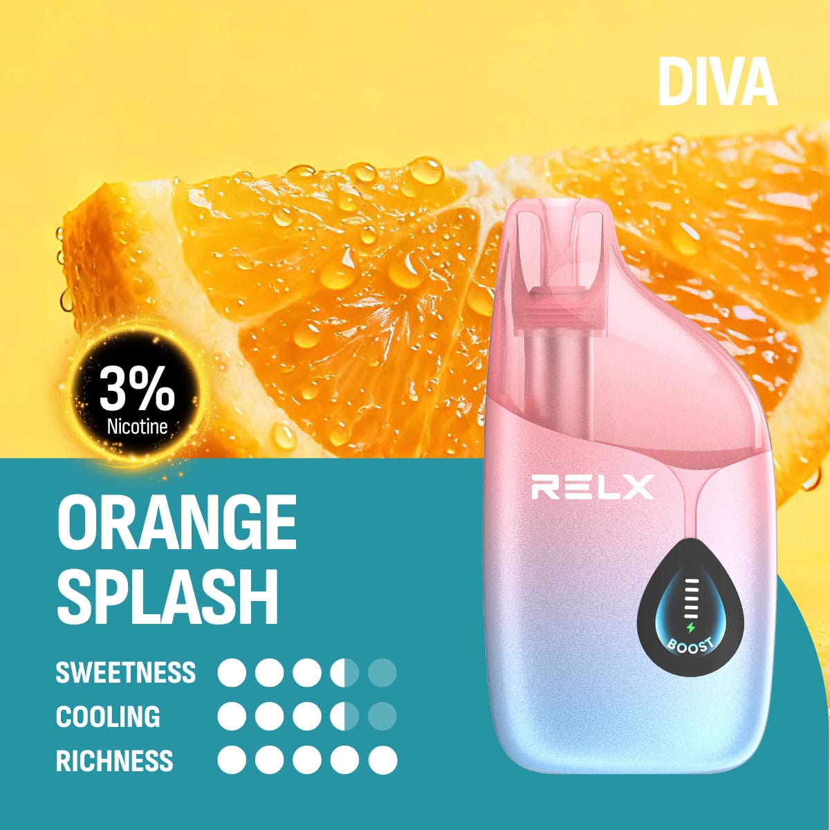 RELX Diva 30000 Puffs Orange Splash 3% 1 RELX Diva 30000 Puffs Orange Splash 3%