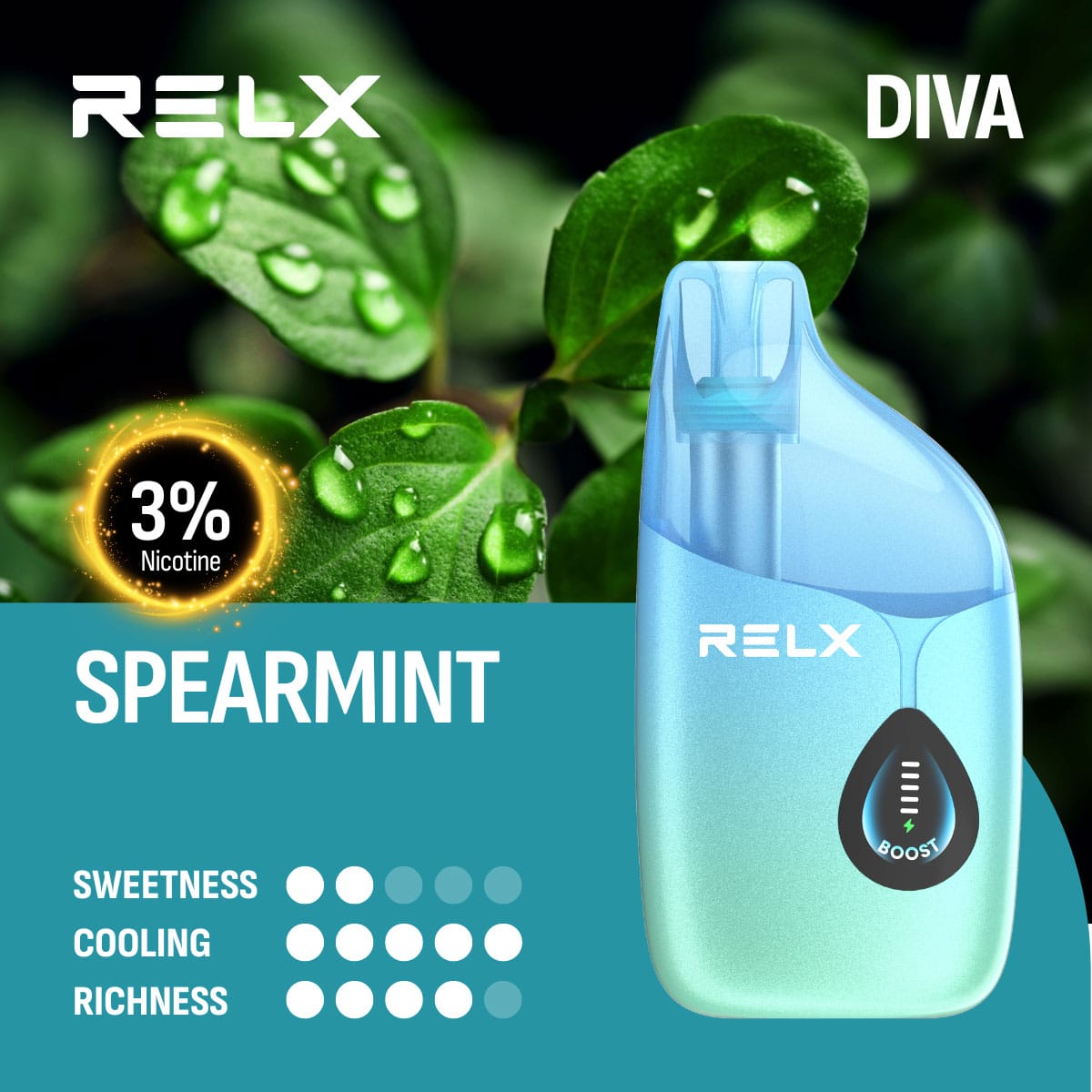 RELX Diva 30000 Puffs Spearmint 3% 1 RELX Diva 30000 Puffs Spearmint 3%