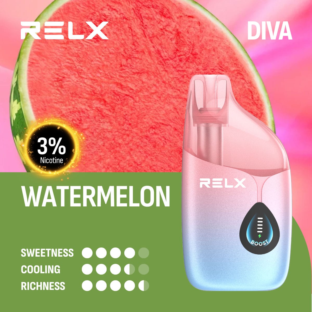 RELX Diva 30000 Puffs Watermelon 3% 1 RELX Diva 30000 Puffs Watermelon 3%