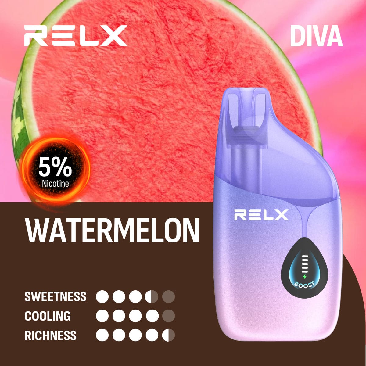 RELX Diva 30000 Puffs Watermelon 5% 1 RELX Diva 30000 Puffs Watermelon 5%